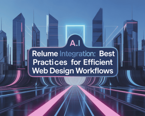 Illustration of futuristic cityscape with AI integration for web design workflows.