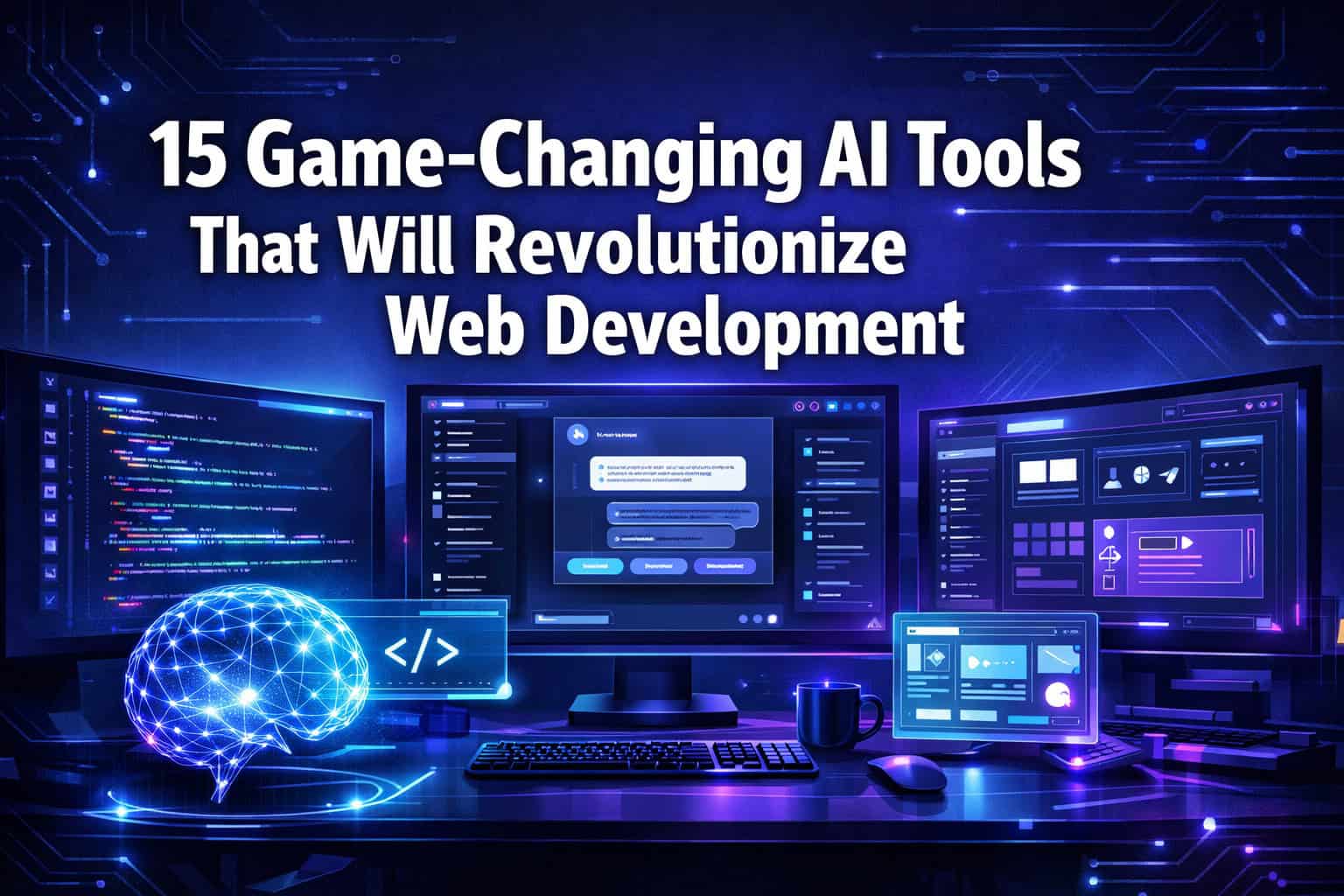 AI tools revolutionizing web development with advanced automation and coding assistance.