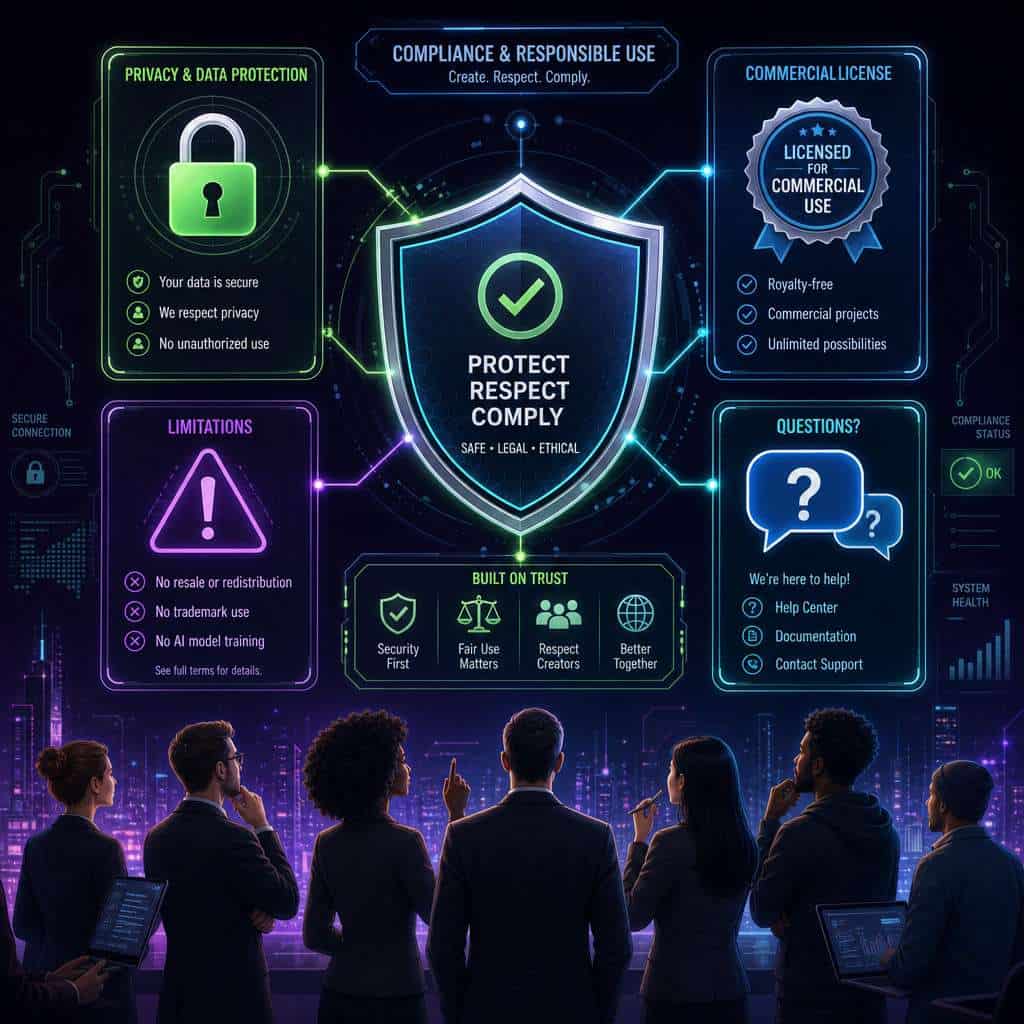 Detailed () conceptual illustration showing a shield icon in the center surrounded by floating elements: a privacy lock