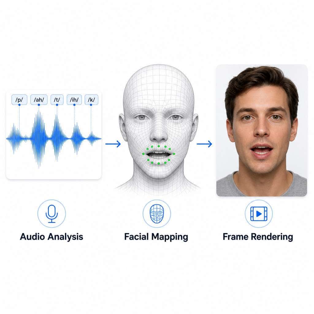 Accurate speech recognition and facial mapping technology for enhanced video frame rendering.