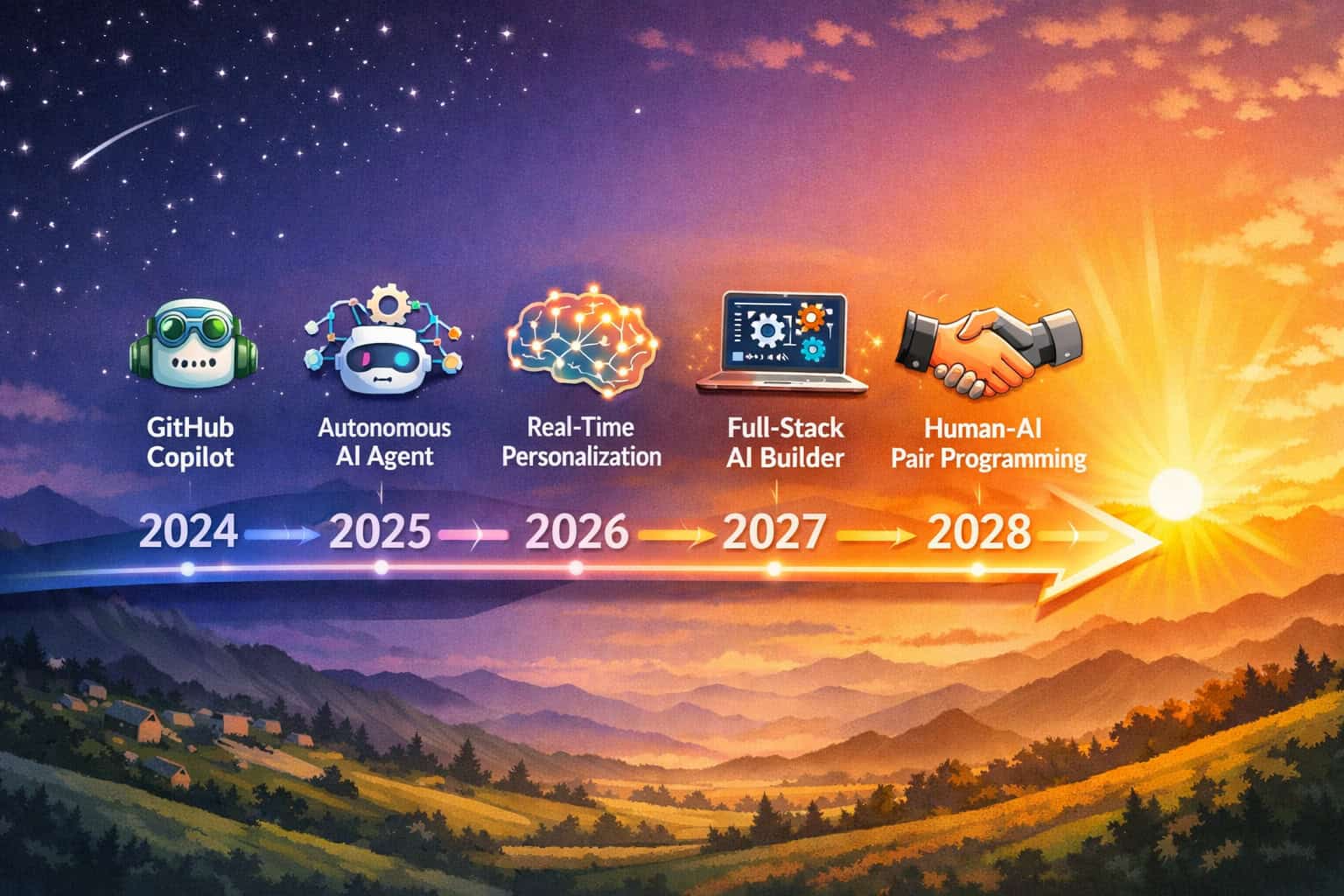 AI-powered web development tools evolution from 2024 to 2028.