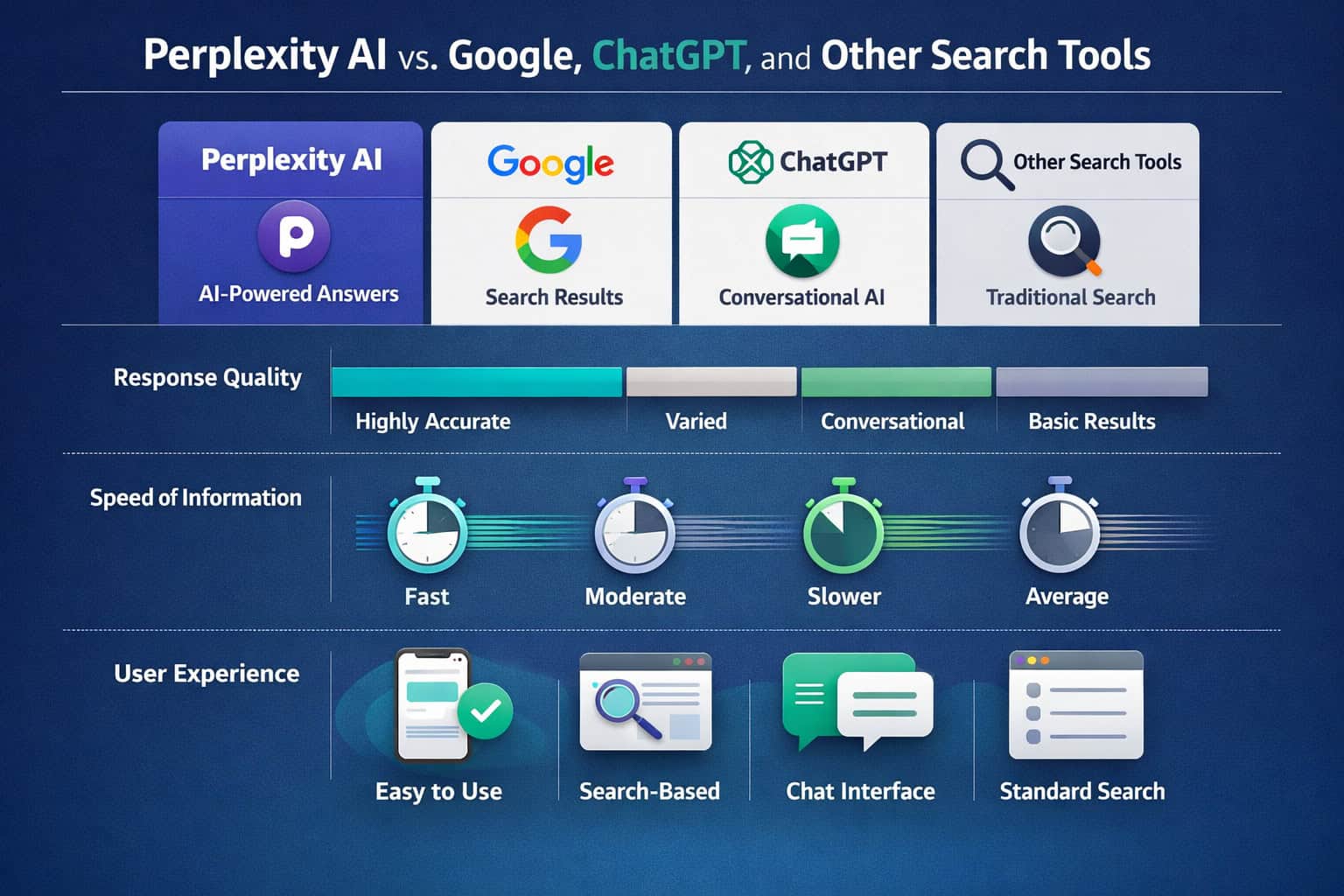 AI-powered search comparison chart.