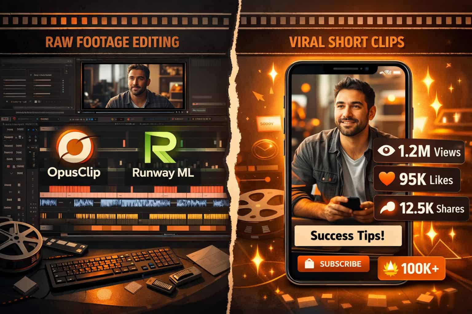 AI-powered video editing and social media clips for digital workflows.