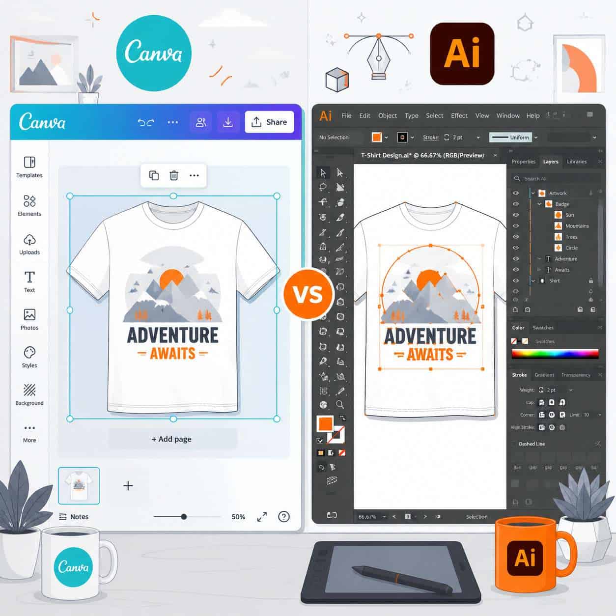 Is Canva Better Than Adobe Illustrator for Making T-Shirt Graphics?